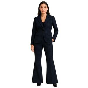 CAbi Navy and Black Houndstooth Pantsuit